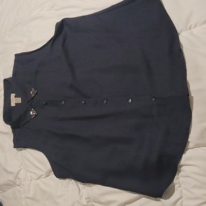 Ann Taylor Loft navy blue tank with rhinestone detail on collar